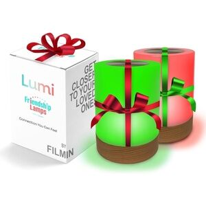 Lumi Friendship Lamps Set of 2 – WiFi Touch Long-Distance w/ Beech Wood Base